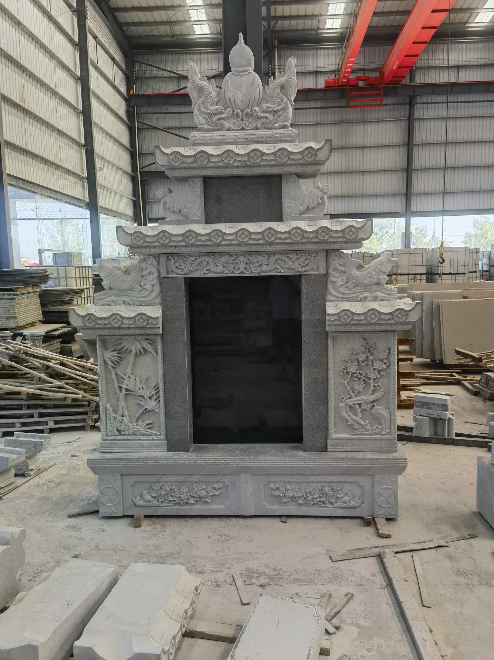 黄石 芝麻灰高档墓碑、土墓，一套也支持定做