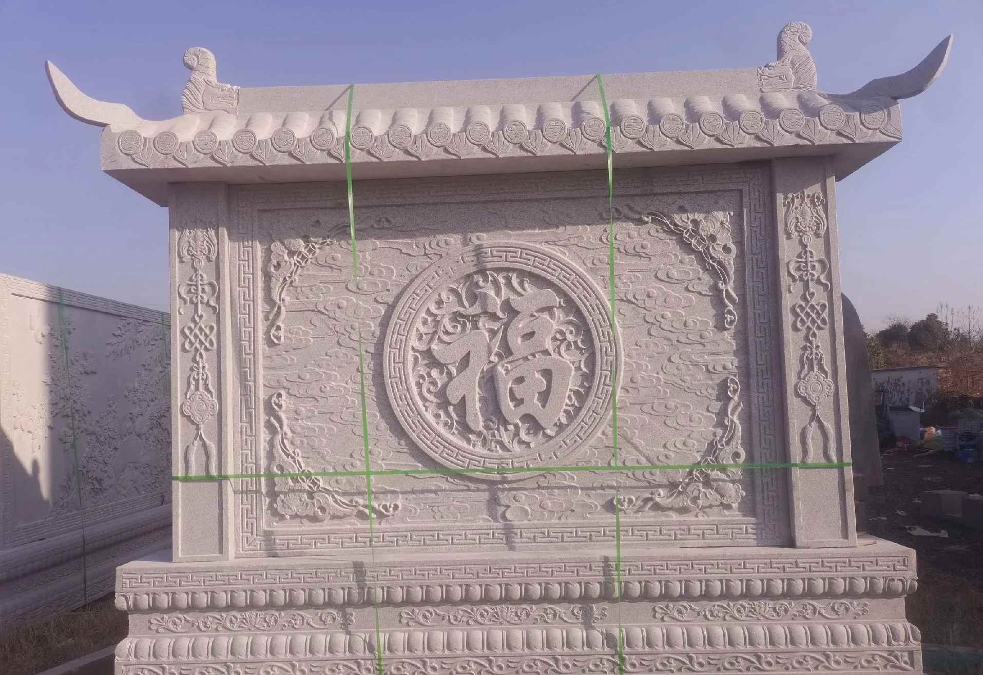 黄石 芝麻白花岗岩屏风，照壁，影壁